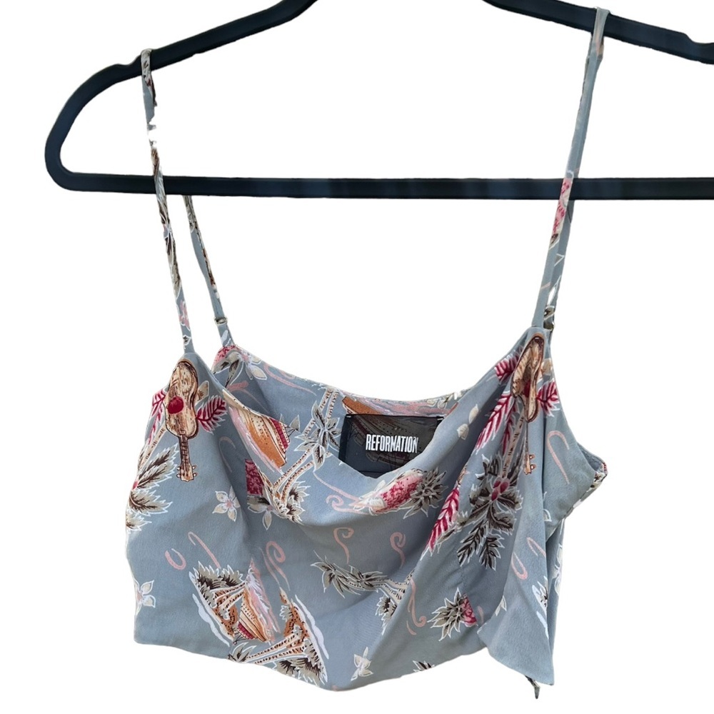 🍍RARE REFORMATION Pineapple Hut Tropical Tiki Cami Crop Top Size 6/Small